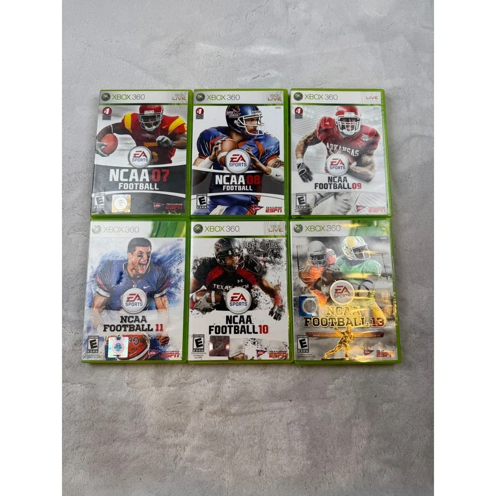 Xbox 360 NCAA Football Game Bundle EA Sports 07 08 09 10 11 13 Lot‎ of 6 Games